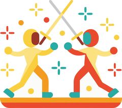 fencing Colorful Minimalist Clip Art