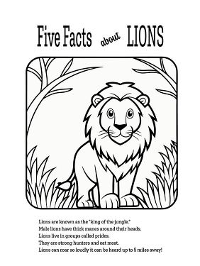 Five Facts About Lions Illustration Printable