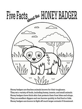 Five Facts About the Honey Badger Printable