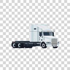 Flat Design Semi Truck Vector in Transparent PNG Format