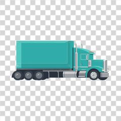 Flat Design Vector of a Semi Truck in Transparent PNG Format