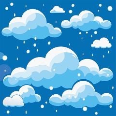 Fluffy Clouds with Snowflakes Illustration