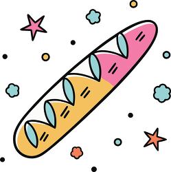 french baguette colorful playful icon clip art