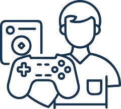 game developer with controller icon