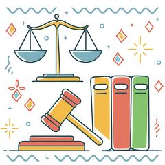 Gavel and Law Books With Scales of Justice in Clip Art