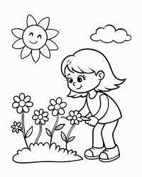 Girl Enjoys Picking Flowers on Sunny Day