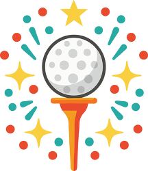 golf ball and tee bright colorful Minimalist Clip Art