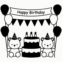 Hand Drawn Birthday Coloring Page for Joyful Celebration