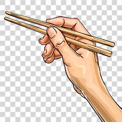 Hand Holding a Pair of Chopsticks for Meal Preparation