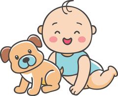 Happy Baby Playing With a Cute Puppy in a Cheerful Setting