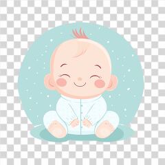 Happy Baby Sitting in a Cheerful Pastel Environment