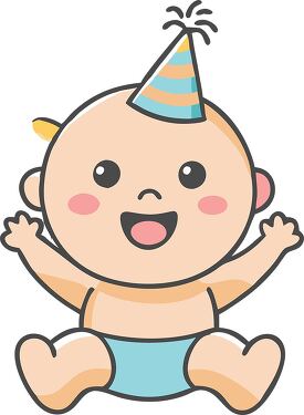 Happy Baby Wearing a Party Hat Celebrating Joy