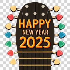 Happy New Year Celebration With Musical Guitar Design