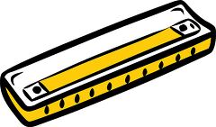 Harmonica Clip Art Featuring a Bright Yellow Design