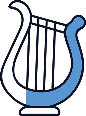 Harp Design With Blue Color Scheme and Simple Lines