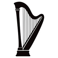 Harp Silhouette on White Background