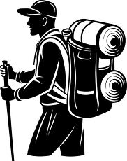 hiker with backpack silhouette