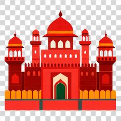 Historic Red Fort in India Against a White Background