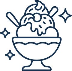 ice cream sundae simple line outline