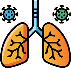 icon of lungs with virus icons