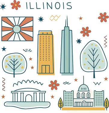 Illinois Symbols and Landmarks in Clip Art