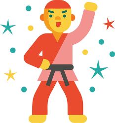 karate Colorful Minimalist Clip Art