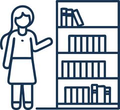 librarian with bookshelf icon