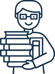 librarian with stack of book line icon