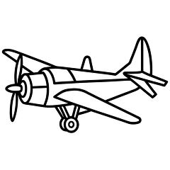 Line Art Side View Propeller Plane