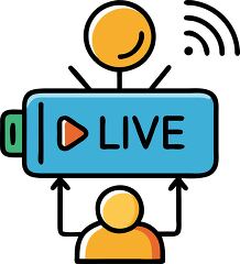 Live streaming icon featuring playful flat design elements