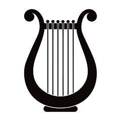 Lyre Silhouette on White Background