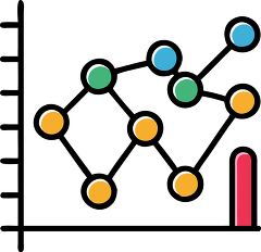 Machine learning graph icon in vibrant flat design style