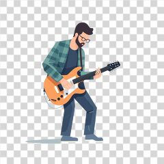 Man Playing Electric Guitar in Flat Vector Style