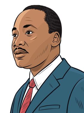 Martin Luther King in a blue suit Portrait in Clip Art