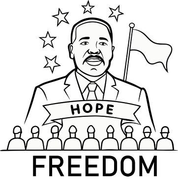 Martin Luther King Jr Supports Freedom and Hope in Clip Art