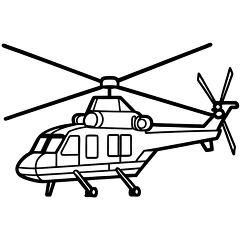 miltiary helicopter black outline printable