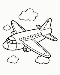 passenger airplane in flight coloring page