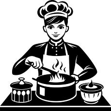 person cooking in kitchen silhouette