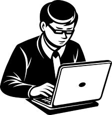 person using laptop silhouette