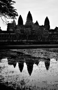 Angkor Wat Silhouetted Against Twilight in Siem Reap