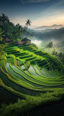 Bali Rice Terraces in Soft Morning Sunlight Create Magic