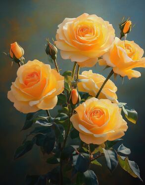 Beautiful Bouquet of Yellow Roses in Warm Sunlight