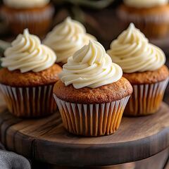 Carrot Cake Muffins With Frosting on a Tray