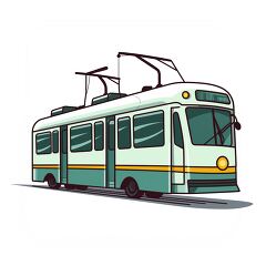 Charming Tram in Minimalistic Vector Art Style