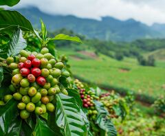 Coffee Beans Ripening in Lush Costa Rica Landscape