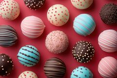 Colorful Dessert Balls Displayed on a Bright Background