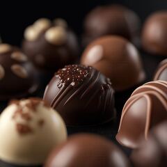 Decadent Chocolate Balls Arranged on a Dark Surface