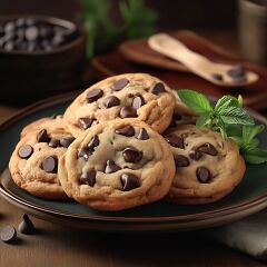 Delicious Chocolate Chip Cookies on a Rustic Table