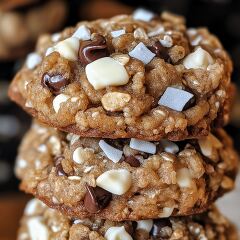 Delicious Cookies With Chocolate and Oats Stacked High