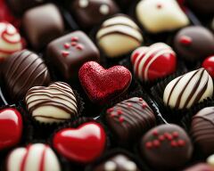 Delicious Valentines Day Chocolate Assortment With Heart